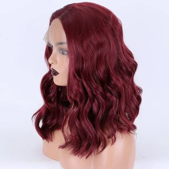 Burgundy Red Short Bob Wigs-13×4 Lace Front Wig